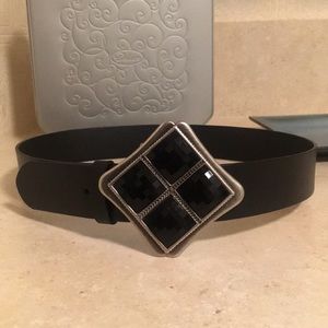 Women’s Belt Black Embellished Leather S 32”